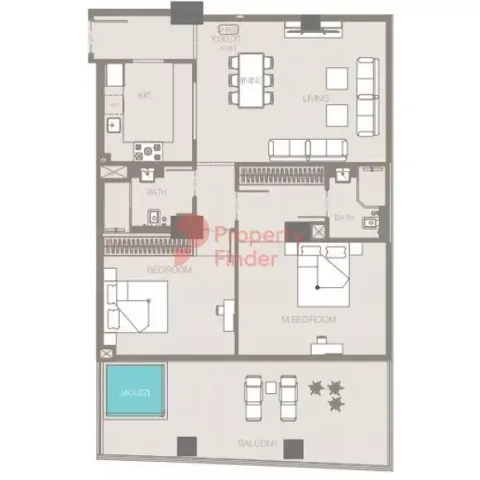 Floor plan, 2 Beds, 1,234 sq ft