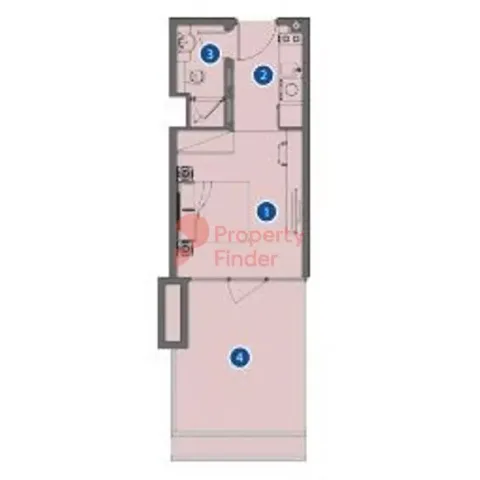 Floor plan, Studio, 408 sq ft