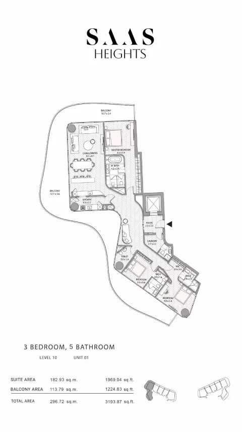 Floor plan, 3 Beds, 3,193 sq ft