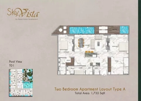 Floor plan, 2 Beds, 1,733 sq ft