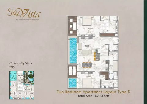 Floor plan, 2 Beds, 1,740 sq ft
