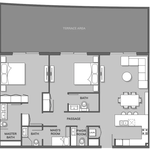 Floor plan, 2 Beds, 1,822 sq ft