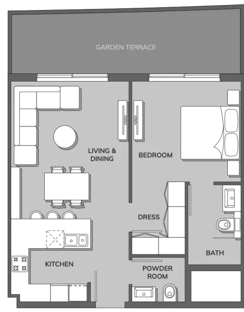 Floor plan, 1 Bed, 862 sq ft