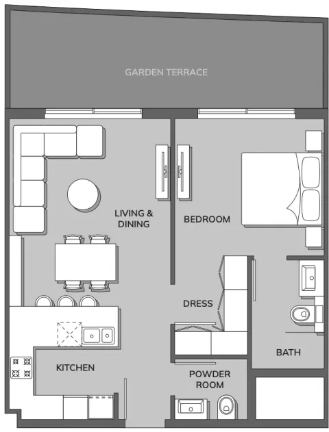 Floor plan, 1 Bed, 850 sq ft