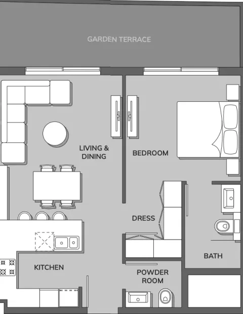 Floor plan, 1 Bed, 829 sq ft