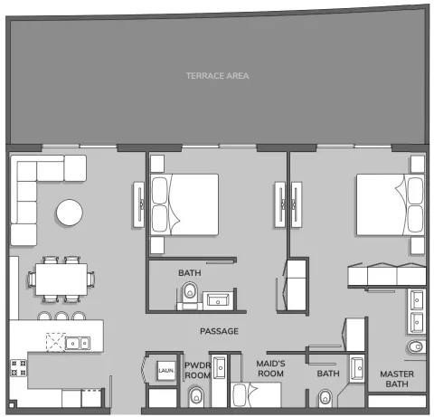 Floor plan, 2 Beds, 1,822 sq ft