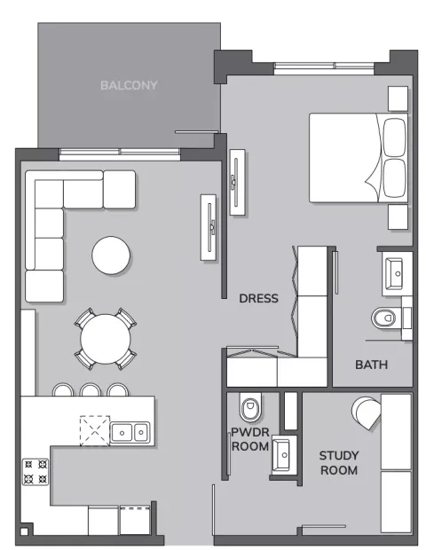 Floor plan, 1 Bed, 830 sq ft