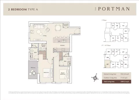 Floor plan, 2 Beds, 1,099 sq ft