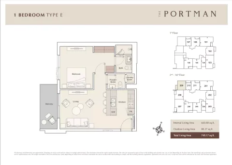 Floor plan, 1 Bed, 749 sq ft