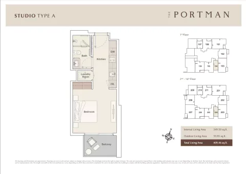 Floor plan, Studio, 409 sq ft
