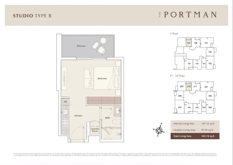 Floor plan, Studio, 445 sq ft
