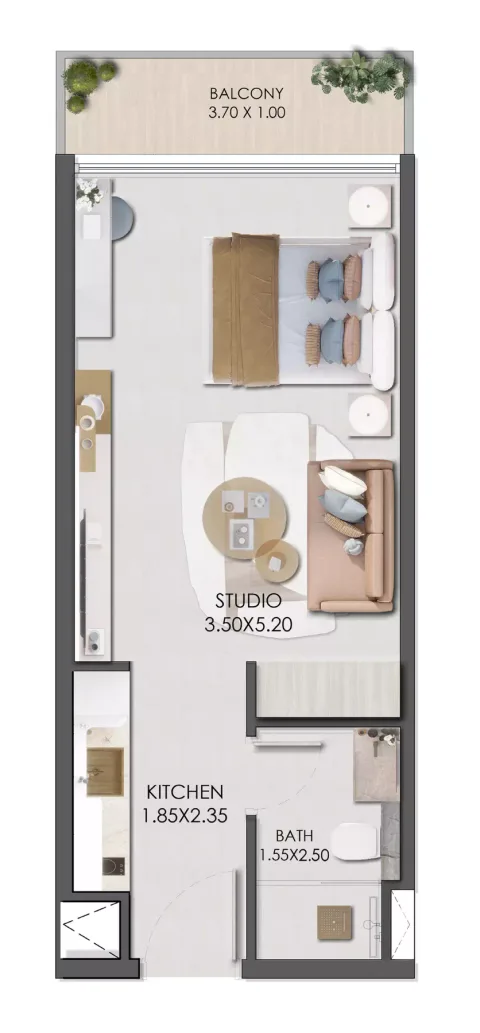 Floor plan, Studio, 383 sq ft