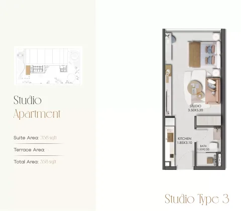 Floor plan, Studio, 358 sq ft