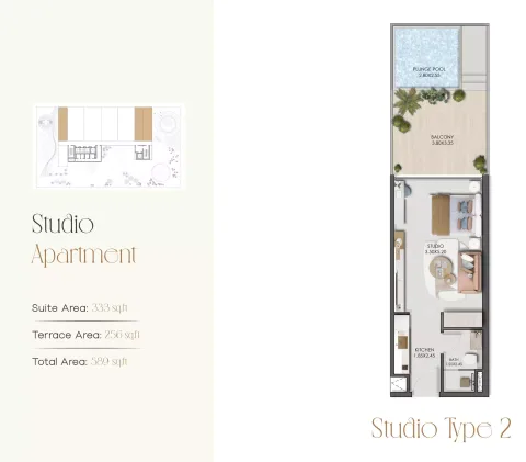 Floor plan, Studio, 589 sq ft