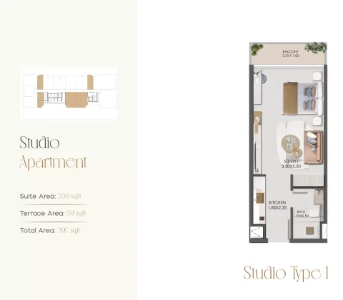 Floor plan, Studio, 397 sq ft