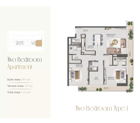 Floor plan, 2 Beds, 1,543 sq ft