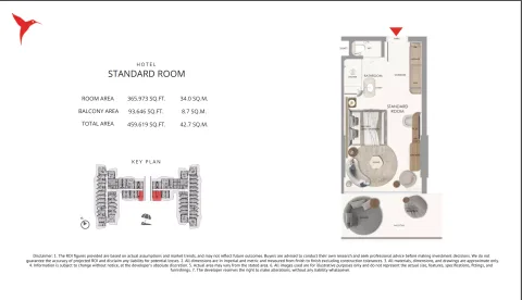 Floor plan, 1 Bed, 459 sq ft