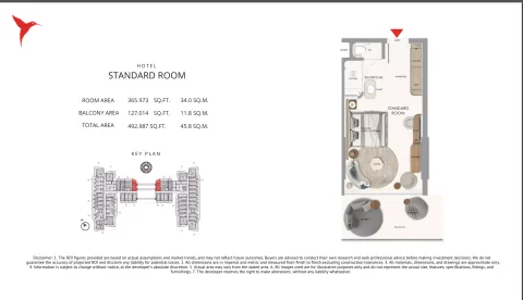 Floor plan, 1 Bed, 492 sq ft