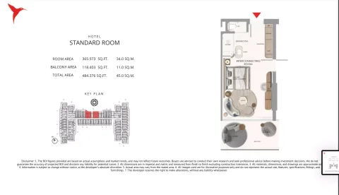 Floor plan, 1 Bed, 484 sq ft