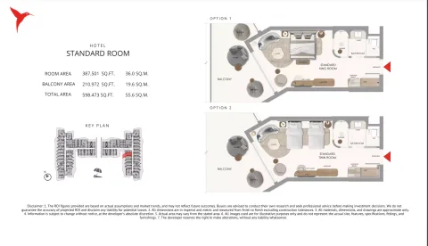 Floor plan, 1 Bed, 598 sq ft