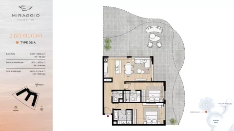 Floor plan, 2 Beds, 1,019 sq ft