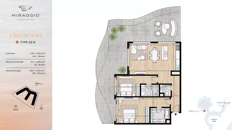 Floor plan, 2 Beds, 1,814 sq ft