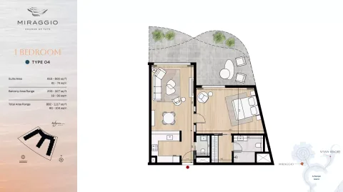 Floor plan, 1 Bed, 882 sq ft