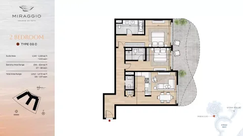 Floor plan, 2 Beds, 1,412 sq ft