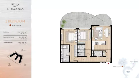 Floor plan, 2 Beds, 1,339 sq ft
