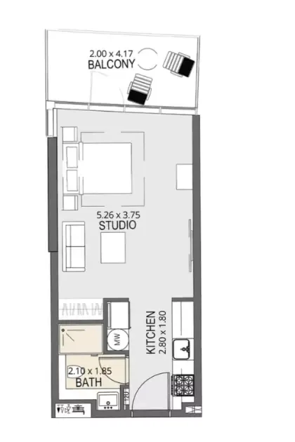 Floor plan, Studio, 432 sq ft