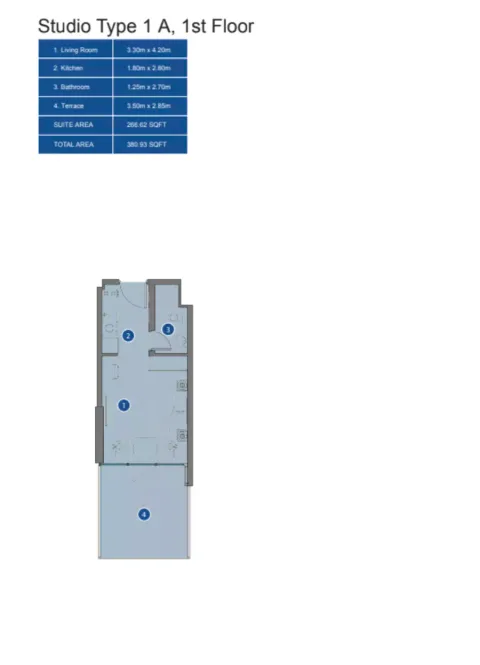 Floor plan, Studio, 380 sq ft