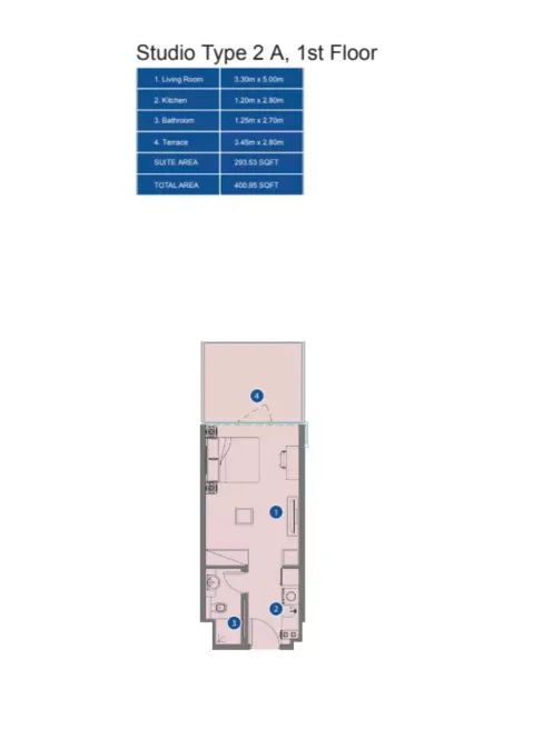 Floor plan, Studio, 400 sq ft