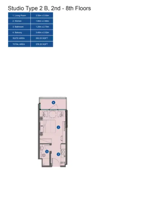 Floor plan, Studio, 378 sq ft