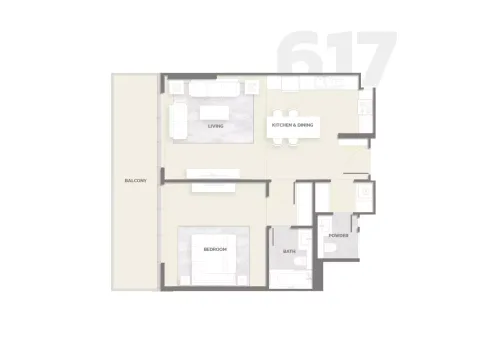 Floor plan, 1 Bed, 1,007 sq ft