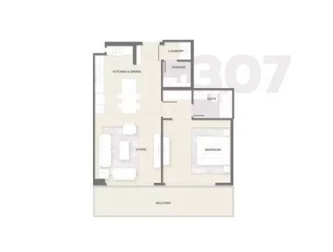 Floor plan, 1 Bed, 1,002 sq ft