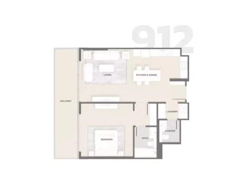 Floor plan, 1 Bed, 1,007 sq ft