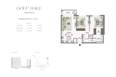 Floor plan, 2 Beds, 1,190 sq ft