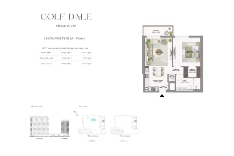 Floor plan, 1 Bed, 799 sq ft