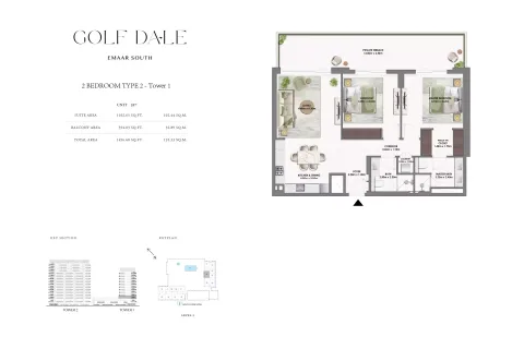 Floor plan, 2 Beds, 1,456 sq ft