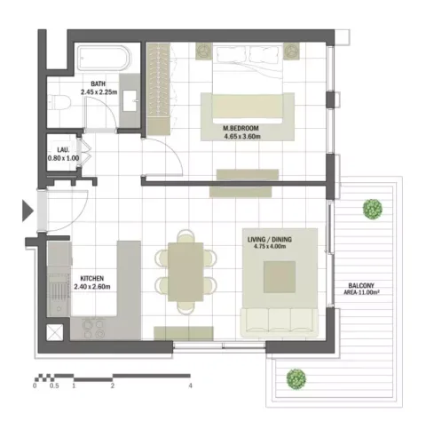 Floor plan, 1 Bed, 777 sq ft