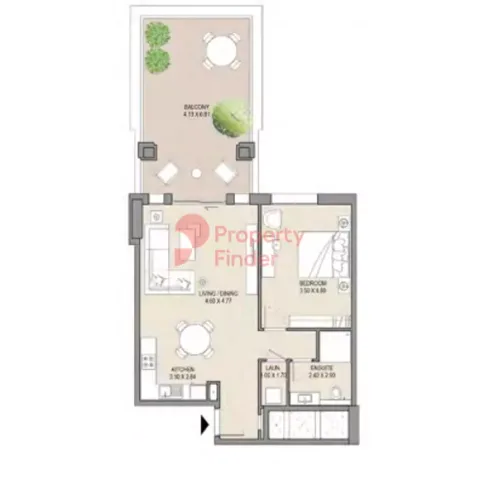 Floor plan, 1 Bed, 1,064 sq ft