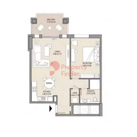 Floor plan, 1 Bed, 854 sq ft