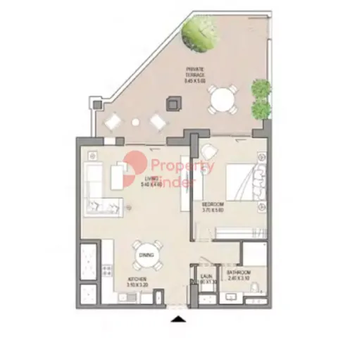 Floor plan, 1 Bed, 1,217 sq ft