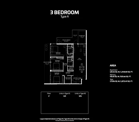 Floor plan, 3 Beds, 1,872 sq ft