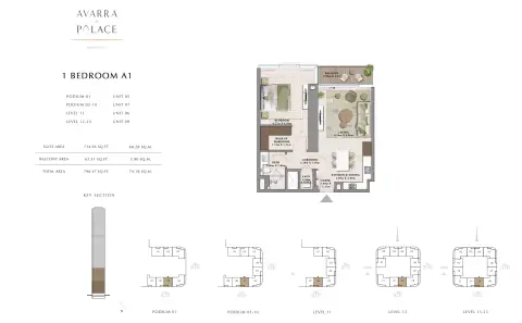 Floor plan, 1 Bed, 798 sq ft