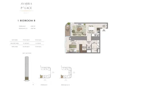 Floor plan, 1 Bed, 817 sq ft