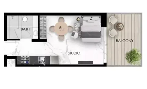 Floor plan, Studio, 327 sq ft