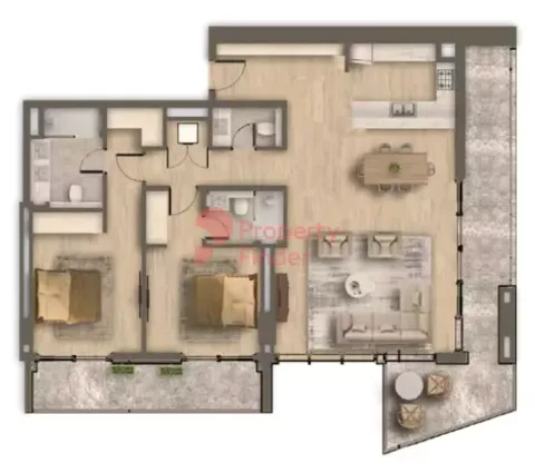 Floor plan, 2 Beds, 1,677 sq ft