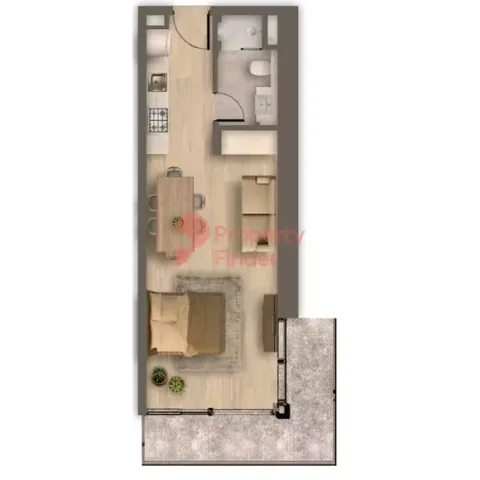 Floor plan, Studio, 455 sq ft