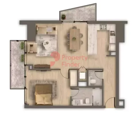Floor plan, 1 Bed, 927 sq ft